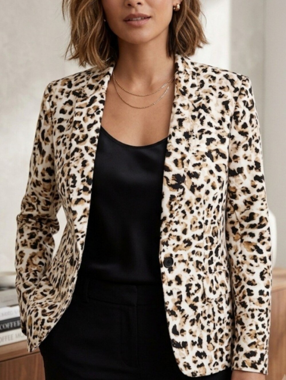 Calvin Klein Leopard Blazer Size 14 Mob Wife Office Siren